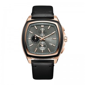 Alexandre Christie AC 6616 Rosegold Grey Leather Man MCLRGGRBA